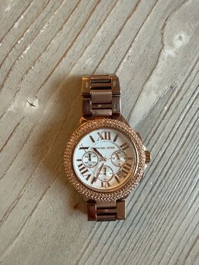 Michael Kors Rose Gold Crystal Bezel Chronograph Watch